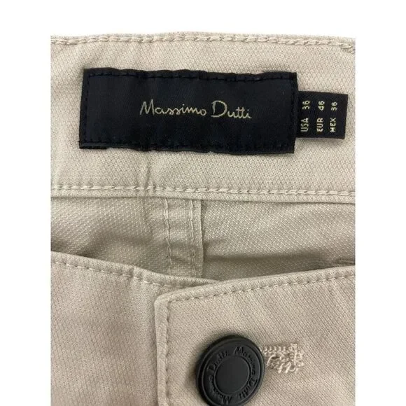 Massimo Dutti Men Denim Pants EU 46 US 36 Beige Slim Fit Trousers 0042/064 NWT